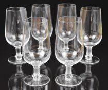 A set of six Lalique Murat frosted and clear glass cognac glasses, each signed 'Lalique France' to