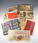 WW1 and WW2 ephemera including propaganda postcards, banknotes, rations book, Nazi stamps etc