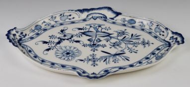 Meissen porcelain tray decorated in the onion pattern