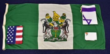 A national flag of Rhodesia with William Smith & Gourock Ltd. manufacturer's label, 160cm x 80cm,