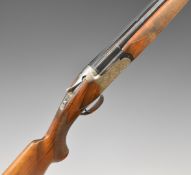 Franchi 12 bore over under ejector shotgun with engraved locks, underside, top plate, thumb lever
