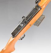 Deactivated Ljungman AGM-42 6.5x55 semi-automatic rifle with semi-pistol grip, extended magazine and
