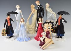 Coalport, Royal Doulton and Enesco figures including Flirtation, Betty Boop, Walt Disney Mary