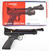 Crosman Air Power 2240 .22 bolt-action CO2 air pistol, NVSN, in original box.