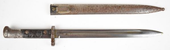 Czechoslovakian VZ bayonet with some good stamps, wooden grips and 29.5cm fullered blade with