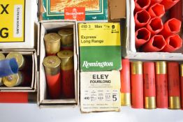 Large collection of shotgun cartridges and cartridge cases including 4 bore, .410, .36 50, 28