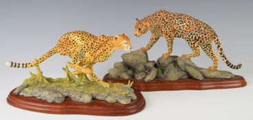 Border Fine Arts Cheetah and Leopard figures, 22cm