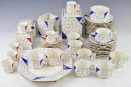 Continental Art Deco tea and coffee set, tallest 24cm