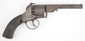 T Barnes 54 bore six-shot percussion revolver with engraved frame, trigger guard, butt plate and