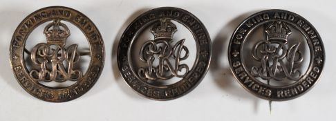 Two WW1 silver war badges for William Morgan, Monmouthshire Regiment and John Cribb, Labour Corps