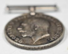 British Army WW1 War Medal named to Cpl S W Lewis, Royal Artillery