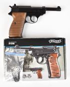 Umarex Walther P38 .177 CO2 air pistol with two 8 shot magazines, faux wooden grips and fixed