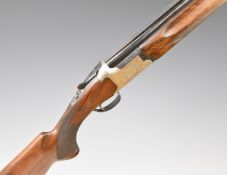 Miroku 12 bore over and under ejector shotgun with engraved locks, trigger guard, top plate, thumb