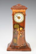 Royal Doulton Kingsware / Seriesware miniature longcase clock with figural monk decoration, height