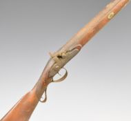 Unnamed private purchase percussion hammer action sporting gun with chequered grip, scrolling