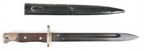 Thailand bayonet with clear markings to ricasso, 25cm fullered blade and scabbard. PLEASE NOTE ALL