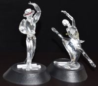 Two Swarovski Crystal Magic of Dance glass figures Anna and Antonio, both on display plinths,