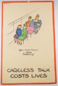 Fougasse (Cyril Kenneth Bird 1887-1965) original WW2 propaganda poster Careless Talk Costs Lives,