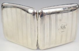 George V hallmarked silver cigarette case, Birmingham 1918, maker's mark indistinct, width 9.5cm,