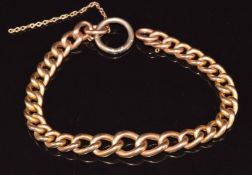 Edwardian 9ct rose gold graduated curb link bracelet, 14g, 18cm long