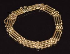Edwardian 9ct gold gate bracelet, 11.9g, 18cm long
