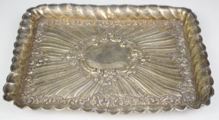 Edward VII hallmarked silver dressing table tray with embossed decoration, Birmingham 1902, maker