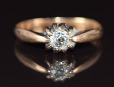 A 9ct gold ring set with an old cut diamond of approximately 0.2ct, 1.7g, size M