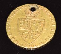 A 1788 gold guinea with pendant drill hole, 8.2g