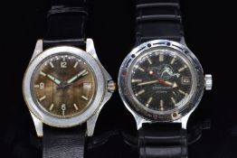 Two gentleman's diver's wristwatches Mentor De Luxe Calendar and Boctok, each with date aperture,