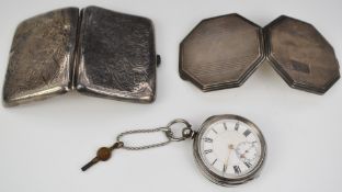 George V hallmarked silver cigarette case, Birmingham 1927, maker John Rose, length 8.5cm, weight