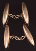 A pair of 9ct rose gold cufflinks, London 1911, 3.7g
