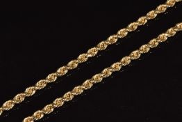 A 9ct gold rope twist necklace, 6.9g, 50cm long