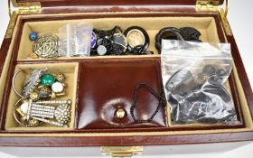 A collection of jewellery including silver earrings marked 800, Victorian jet locket, jet brooch,