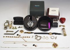 A collection of jewellery and watches including a 9ct gold Rotary watch, silver pendant, Accurist