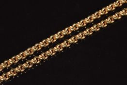 A 9ct gold necklace with circular links, 23.4g, 68cm long