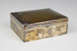 George V hallmarked silver cigarette box, Birmingham 1929, maker W H Haseler Ltd, width 11cm