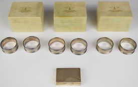 Set of six hallmarked silver napkin rings, Birmingham 1972, maker Henry Griffith & Sons Ltd, in