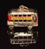 A 9ct gold charm in the form of a London bus, 3.8g