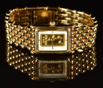 Brooks and Bentley Footprints wristwatch with 999 fine gold ingot dial, gold hands, gold plated case