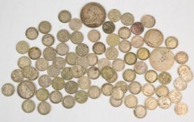 Approximately 144g of silver coinage including a collection of threepences Queen Victoria onwards,
