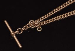 A 9ct rose gold double Albert / watch chain, 34.5g, 40cm