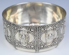 Portuguese silver bowl with shell and acanthus leaf decoration and Portuguese silver marks to