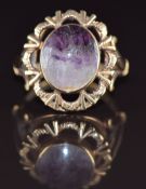 A 9ct gold ring set with Blue John, 4.9g, size M