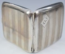 George V hallmarked silver cigarette case with engine turned decoration, Birmingham 1926, maker's