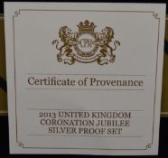 2013 Royal Mint limited edition (of 495) silver proof coin set, comprising seven coins from £5