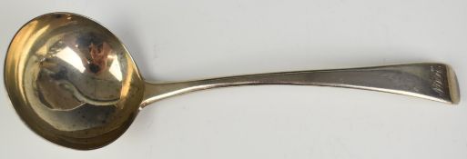 Peter, Ann & William Bateman Georgian hallmarked silver sauce ladle, London 1802, length 18cm,