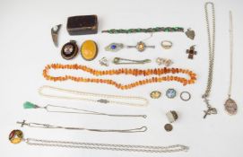 A collection of silver jewellery including Victorian bracelet set with paste, Victorian locket set