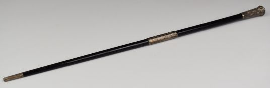 Hallmarked silver mounted ebony conductor's baton, engraved for Mr A. H. Shipley Charles St. Choir