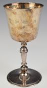 Elizabeth II feature hallmarked silver commemorative goblet, London 1964, maker C J Vander Ltd,