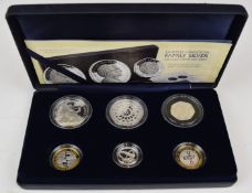 2007 Royal Mint proof silver coin set, from £5 to 50p, in original case
